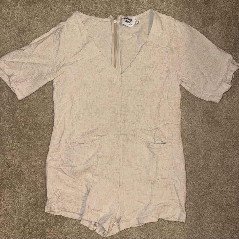 Princess Polly Short Sleeve Linen Romper